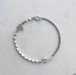 [팔찌/s925도금] 모던 심플 믹스체인 쌀알 하트통통 빈티지 s925 Bracelet 은팔찌
