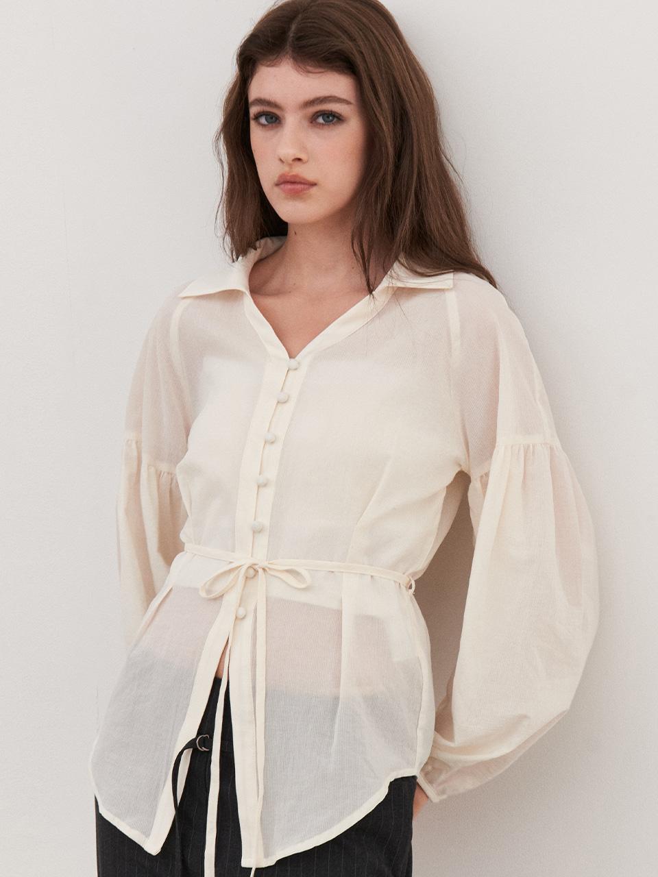 셔링 코튼 블라우스 cream