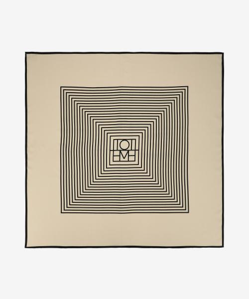 센터드 모노그램 실크 스카프 - 크림 모노그램 / 211853801901