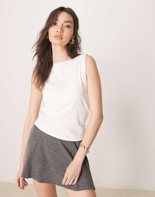 ASOS DESIGN boat neck tank top in cream