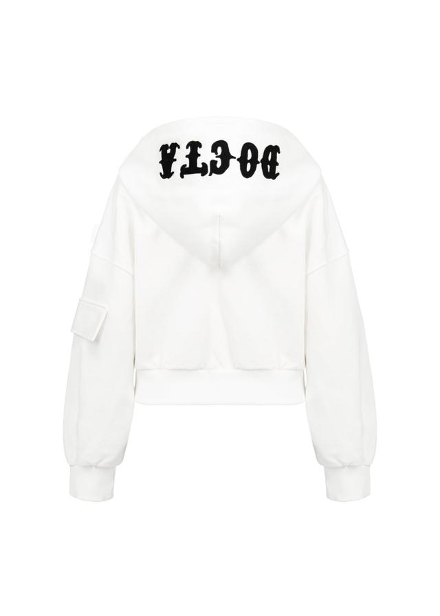 Lettering Patch Hood Zip-Up (White)