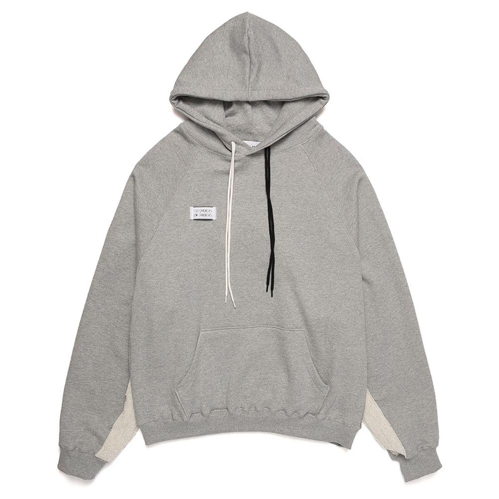 RAW-EDGE DOUBLE STRAP HOODIE GREY