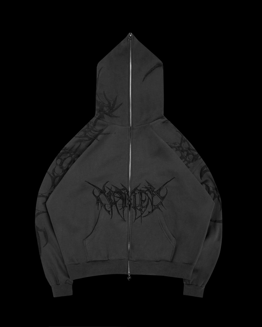CRASH PUFF PRINT HOODIE CHARCOAL - XS