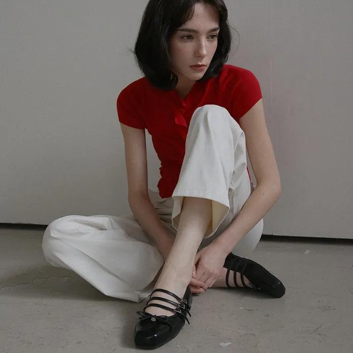 me1225 시그니처장식 트리플 메리제인 플랫슈즈 triple maryjane faltshoes (2color)