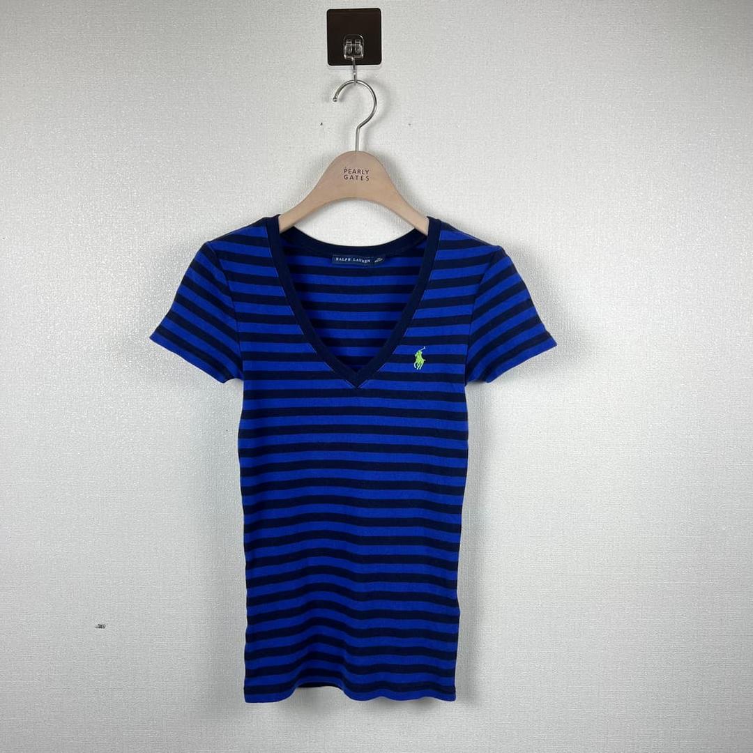 랄프로렌 여성 브이넥 스트라이프 반팔 XS | 후루츠패밀리