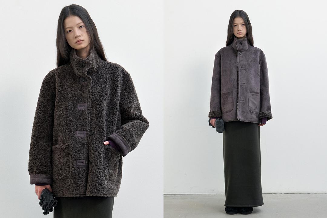 Reversible shearling mustang (dark gray)