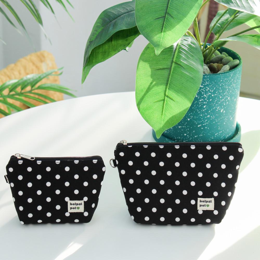 도트 땡땡이 삼각 지퍼 파우치(2size)
