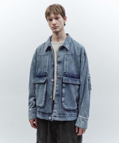 박시핏 데님 트러커 자켓 BLUE