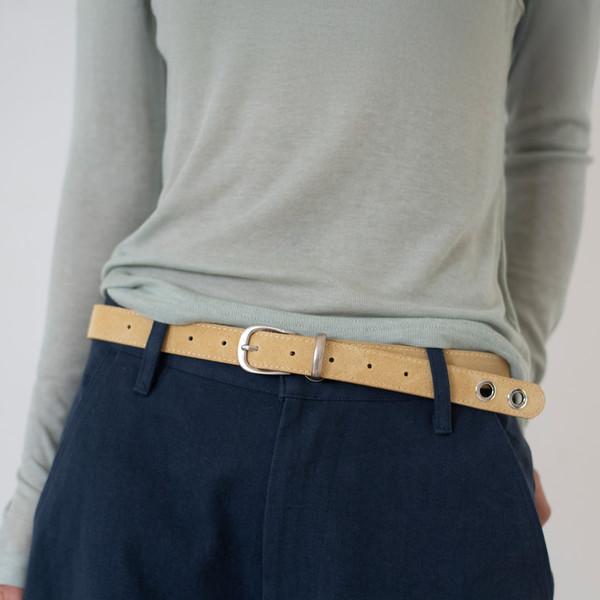 [2차] EYELET SUEDE BELT (YELLOW BEIGE)
