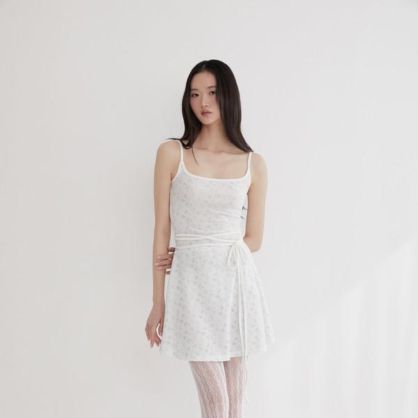 Flower strap mini dress (BLUE)