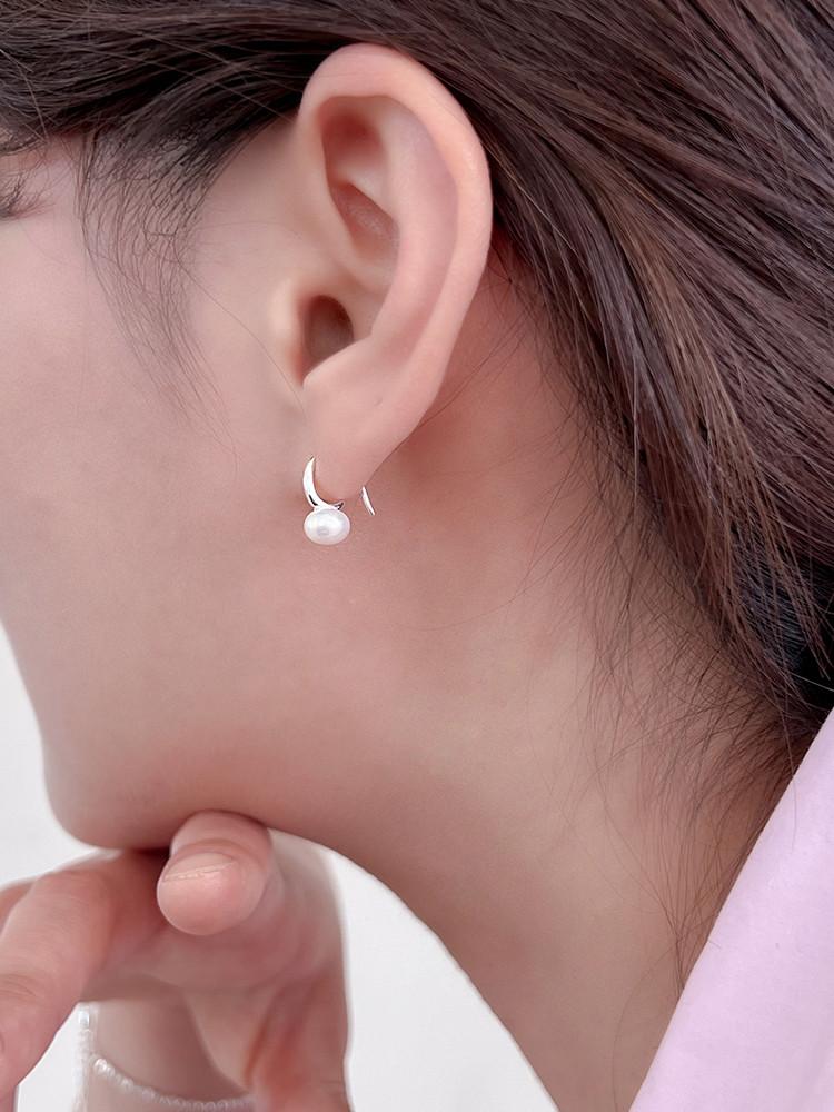 실버925 이지 미니 담수 진주 드롭 귀걸이 2color
