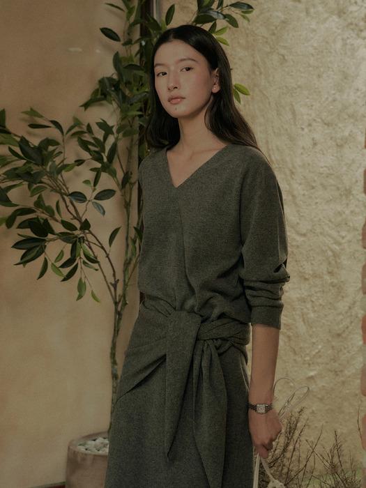 HOPE CASHMERE V-NECK KNIT_CHARCOAL