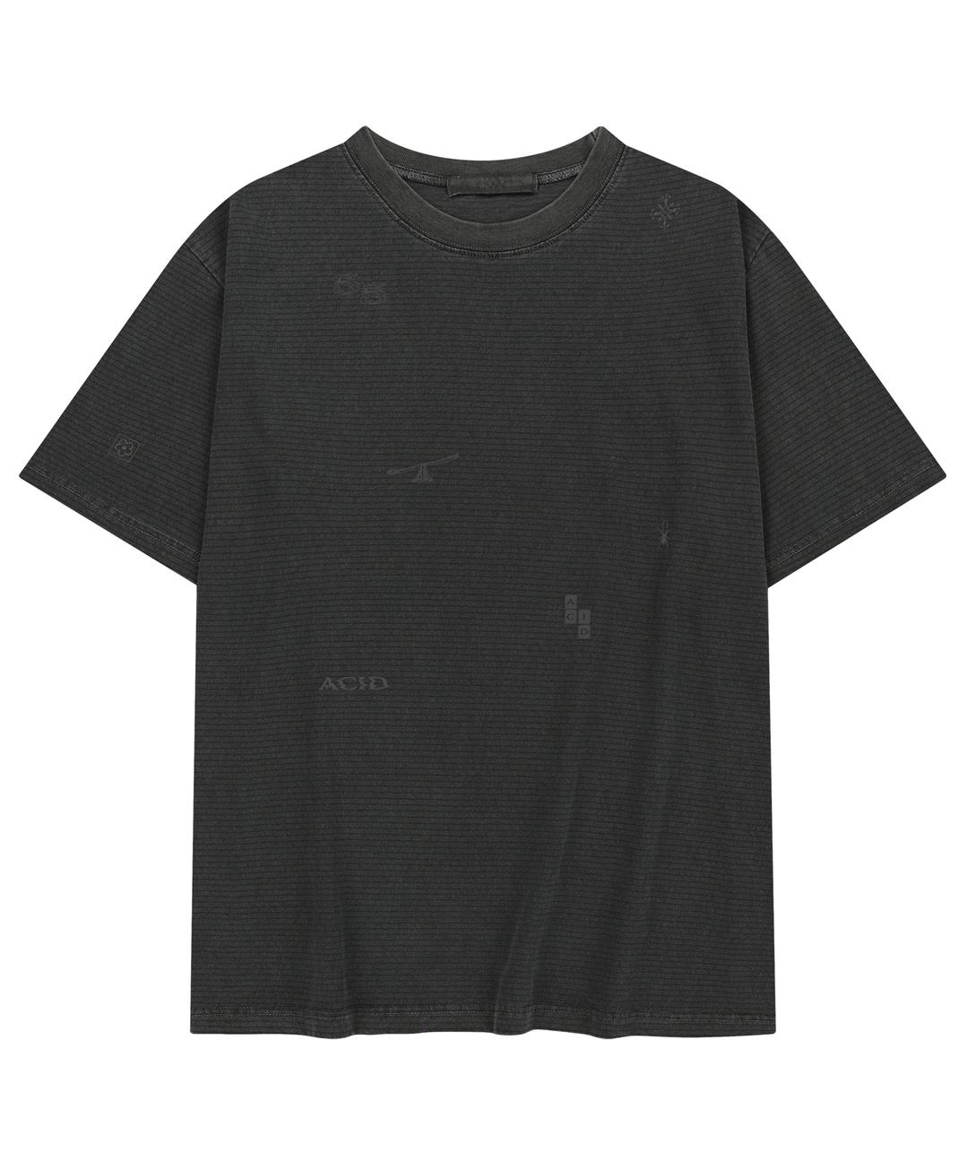 PIGMENT STRIPE STAMP T-SHIRT [CHARCOAL]