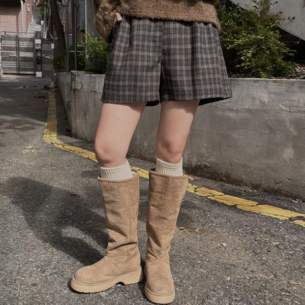 이블렛by제이스타일 [빅사이즈]이블렛 프므아 울 체크 3.5부 밴딩팬츠 제이스타일