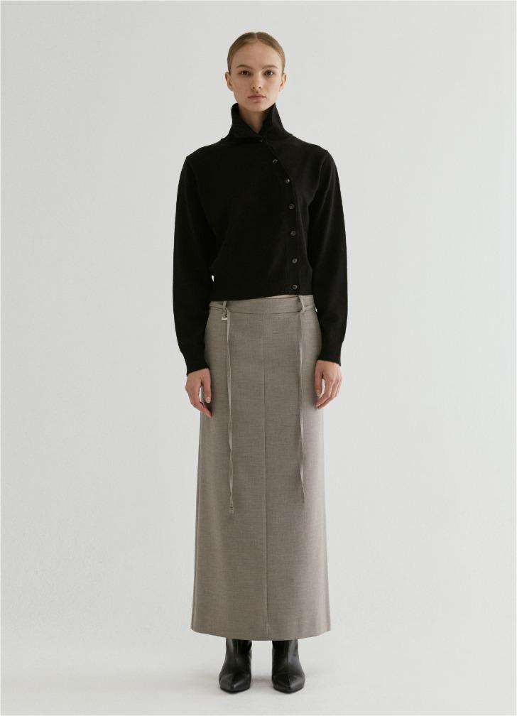 Wool Turtleneck Cardigan Black