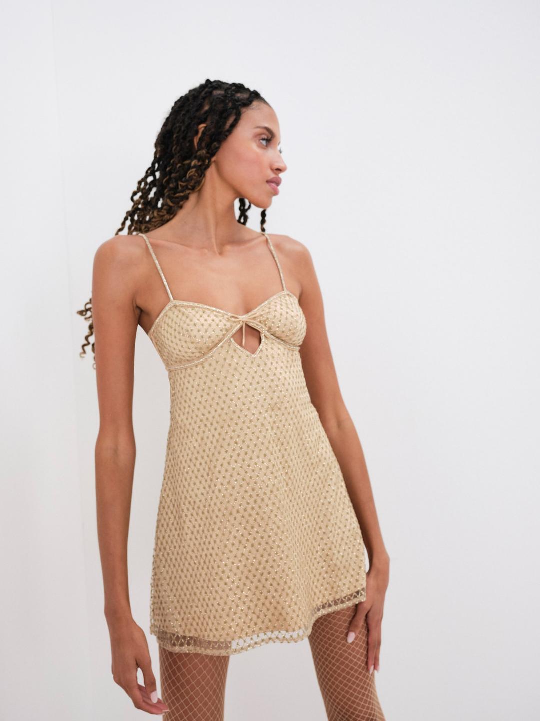 Glitter Slip Dress - XL / Gold