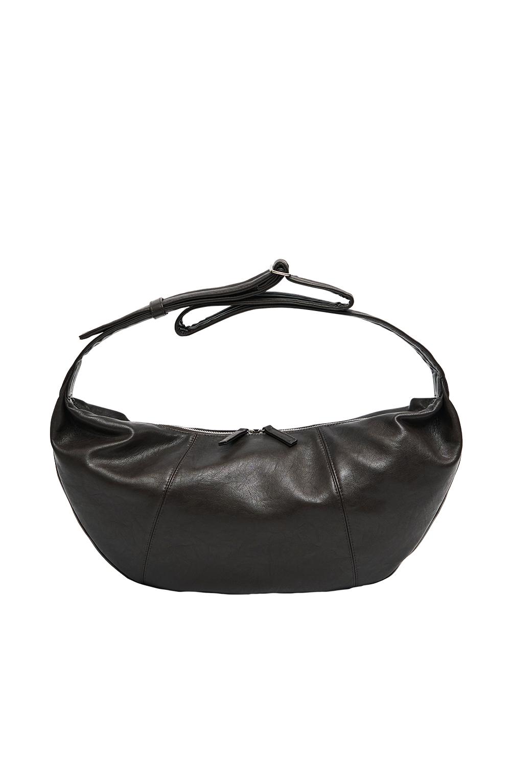 Split Half Moon Messenger Bag_Dark brown