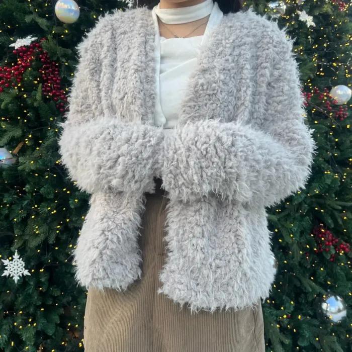 [고퀄리티]보슬 퍼 가디건 자켓(베이지)