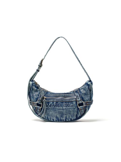 MATIN WASHED DENIM MINI HOBO BAG IN BLUE