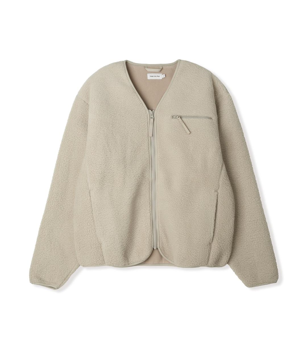 플러피 플리스 브이 넥 집업 자켓 (샌드 베이지)