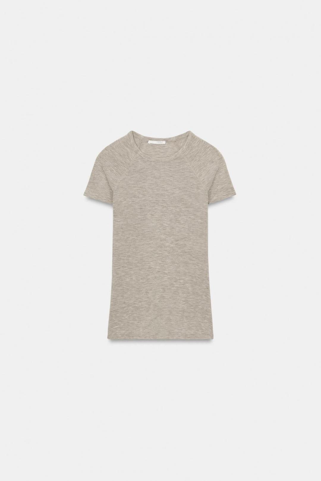 스페인샵 자라 슬림핏 라운드넥 래글런 반팔 티셔츠 5039/333/720 BEIGE MARL