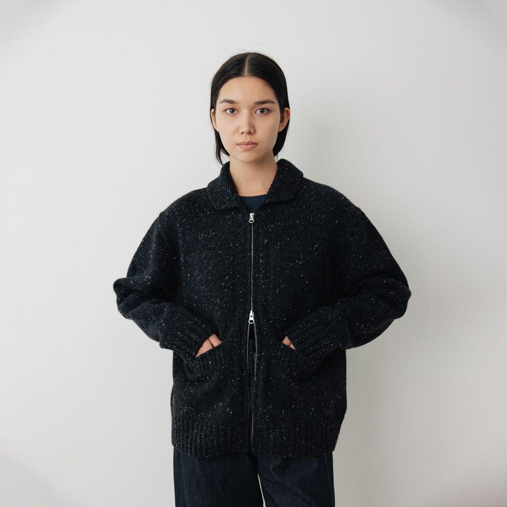 4pockets zip-up knit cardigan (Charcoal)