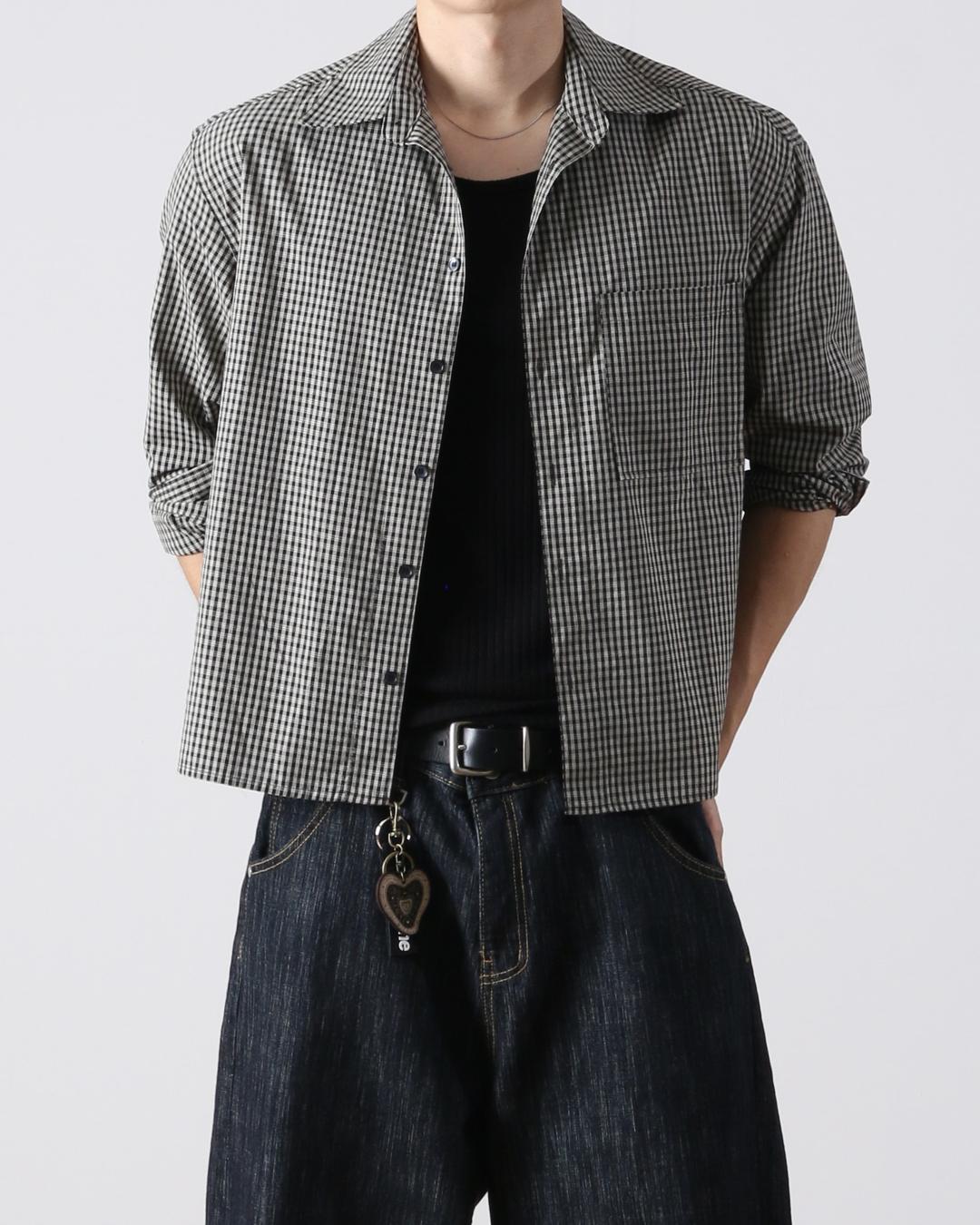 메이플 크롭 체크 셔츠