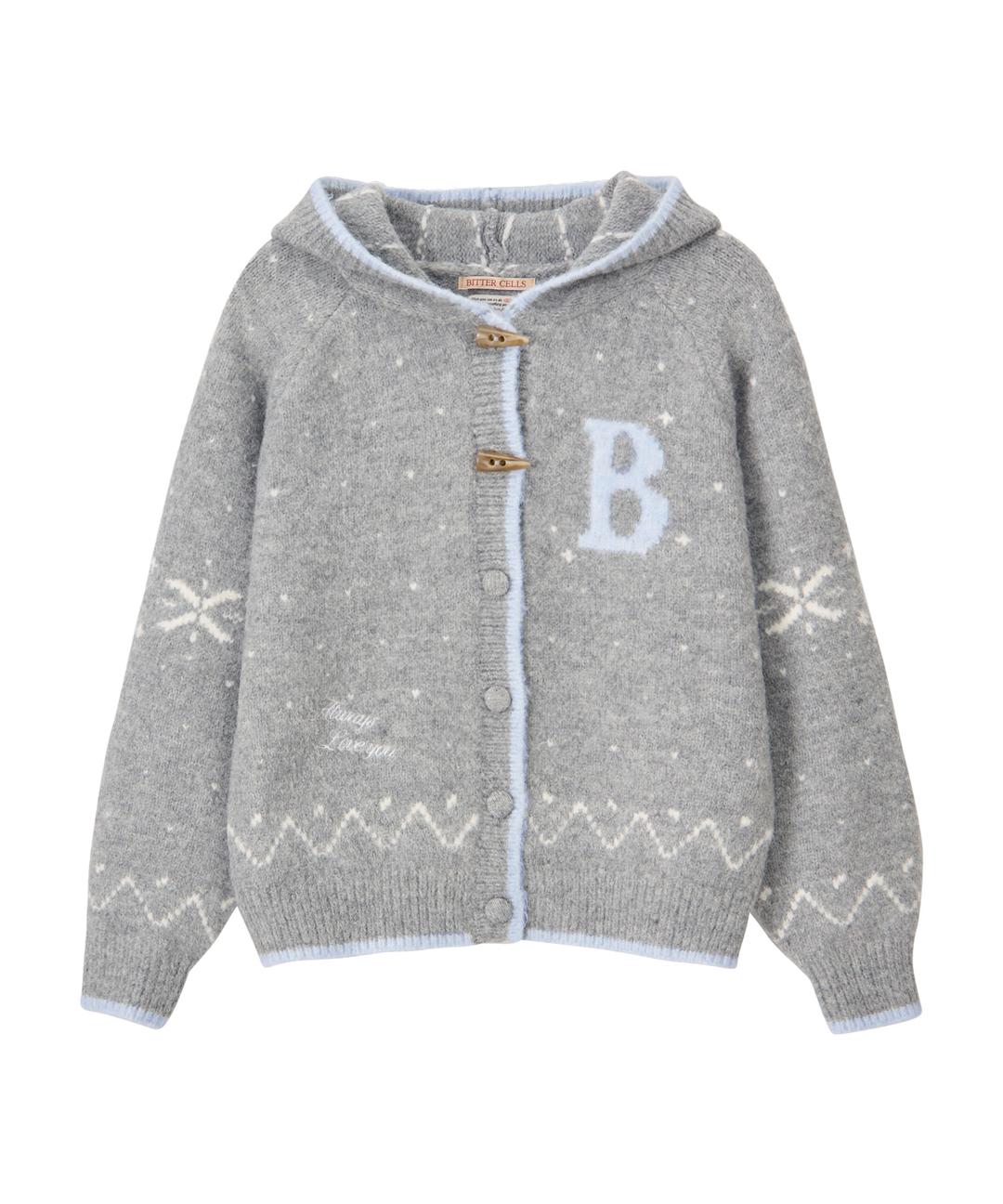 Snowy Hood Cardigan-Grey