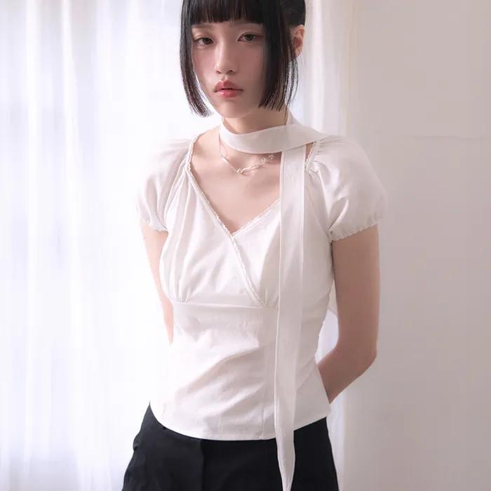 코우키 타이 랩 블라우스 [WHITE]