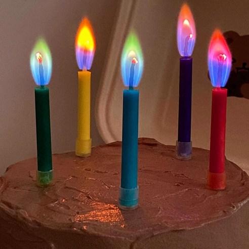생일 무지개초 불꽃초 생일 파티 초 컬러 케이크 레인보우 캔들 촛불 양초 - 캔들 | 쿠팡