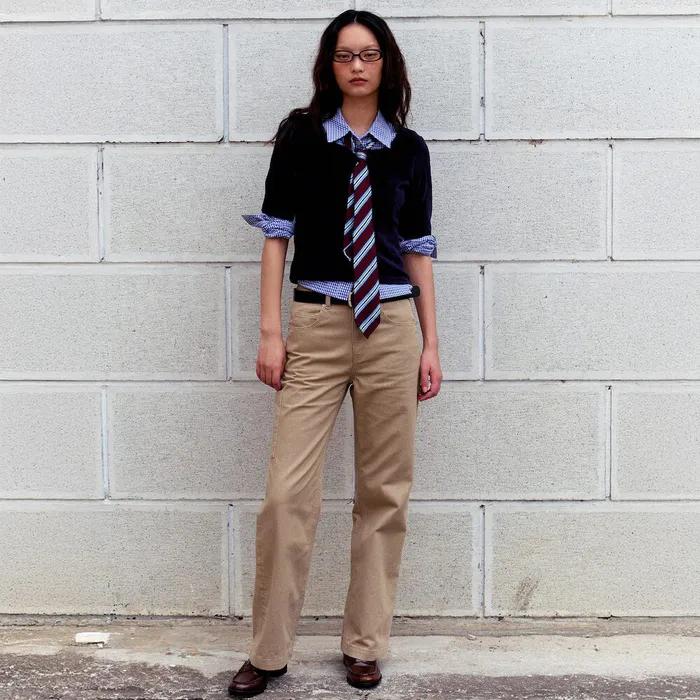 Washed Cotton Straight Pants  Beige (KE4821M56A)