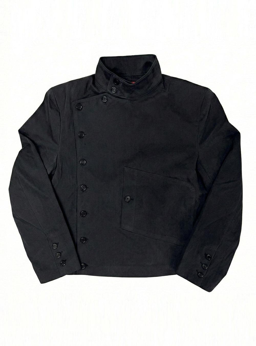 Asymmetric Stand Collar Jacket (Black)