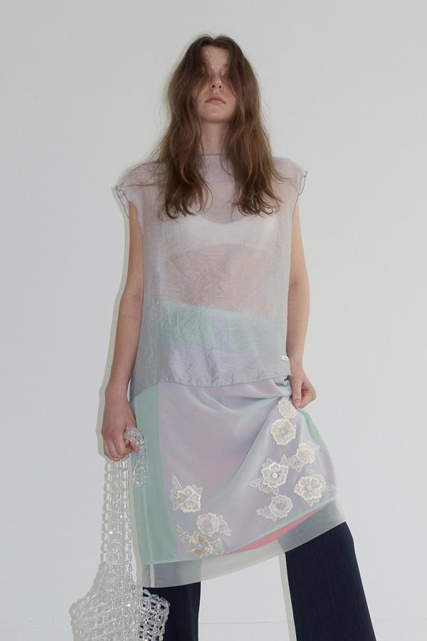 LAYERED FLOWER SKIRT_MINT