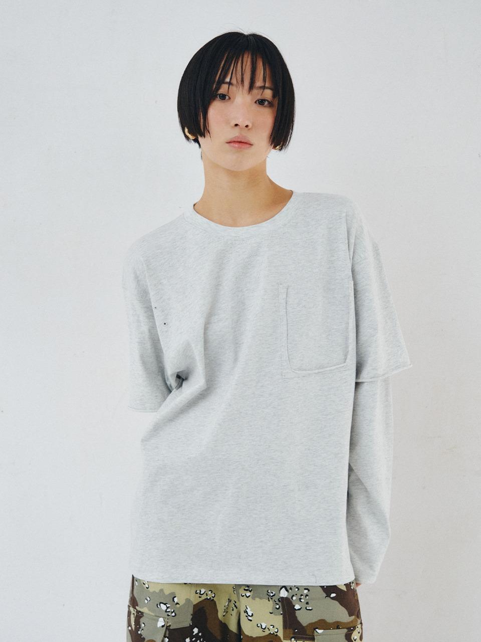 [PLZPROJECT]LAYERED LONG SLEEVE, WHITE MELANGE