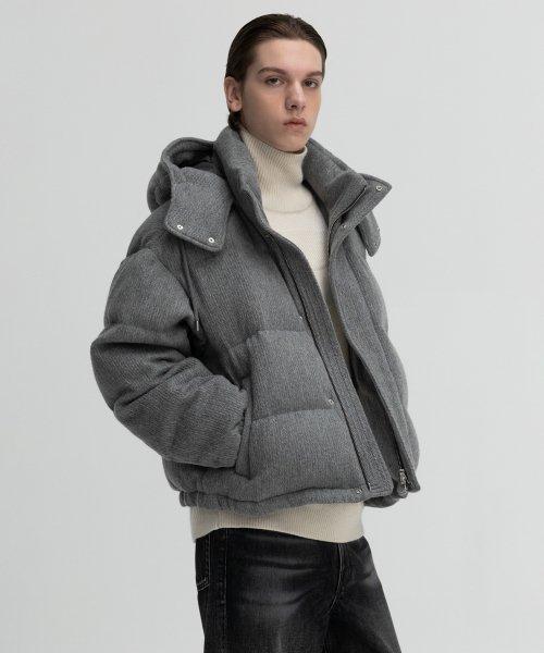 텍스처드 울 구스 다운 자켓 GREY
