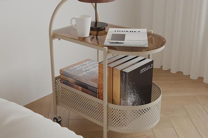 [해외] 모던 이동식카트 트롤리 2단 수납카트 강화유리상판 A타입