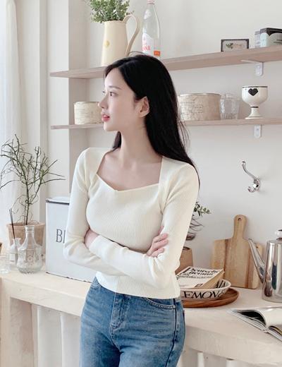 밀크코코아 Daisy ribbed knit