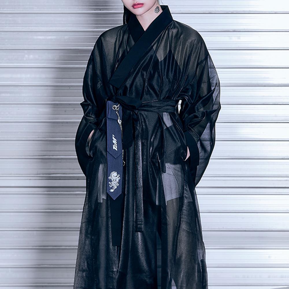 TM3 한 롱 와이드 학창의 장두루마기 가디건 블랙