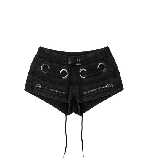 Eyelet Short Pants (Washed Black)