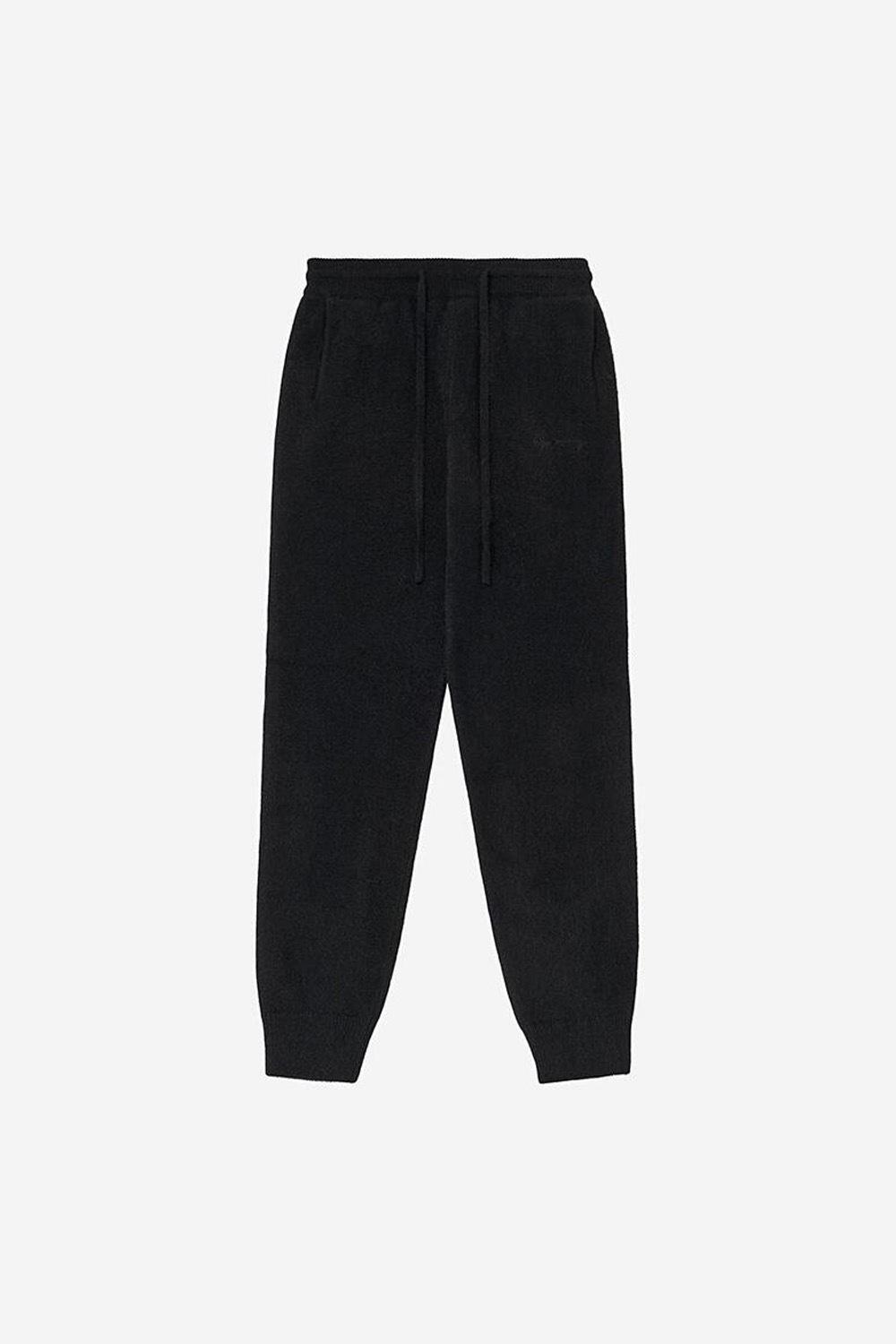 WOOL-BLEND TRACK PANTS - BLACK