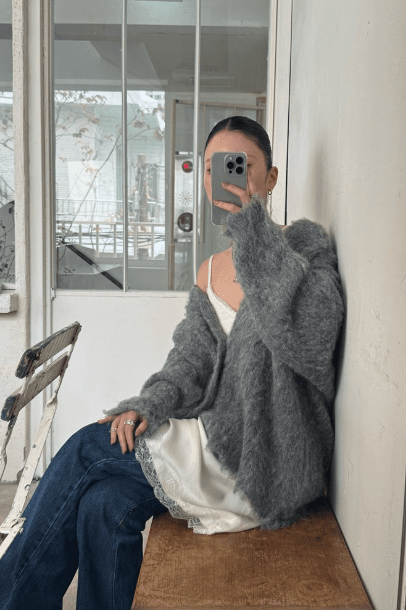 브러쉬 가디건 (3c)