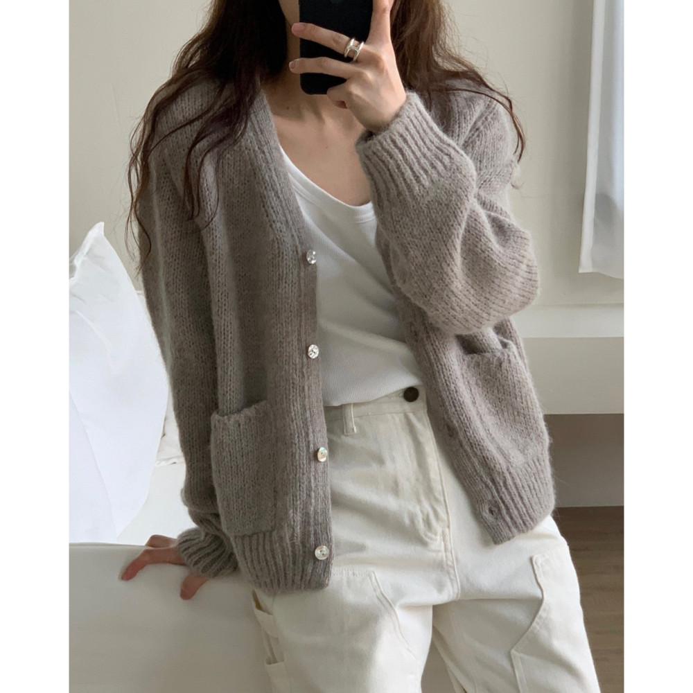 (차콜 당일) fllanel 플라넬 토미 알파카 가디건 V넥 루즈핏 울 니트 cd (2colors)