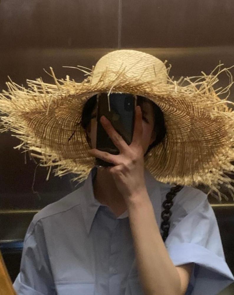 무지 라피아 햇 여행지 밀짚모자 비치룩 소품 라탄모자