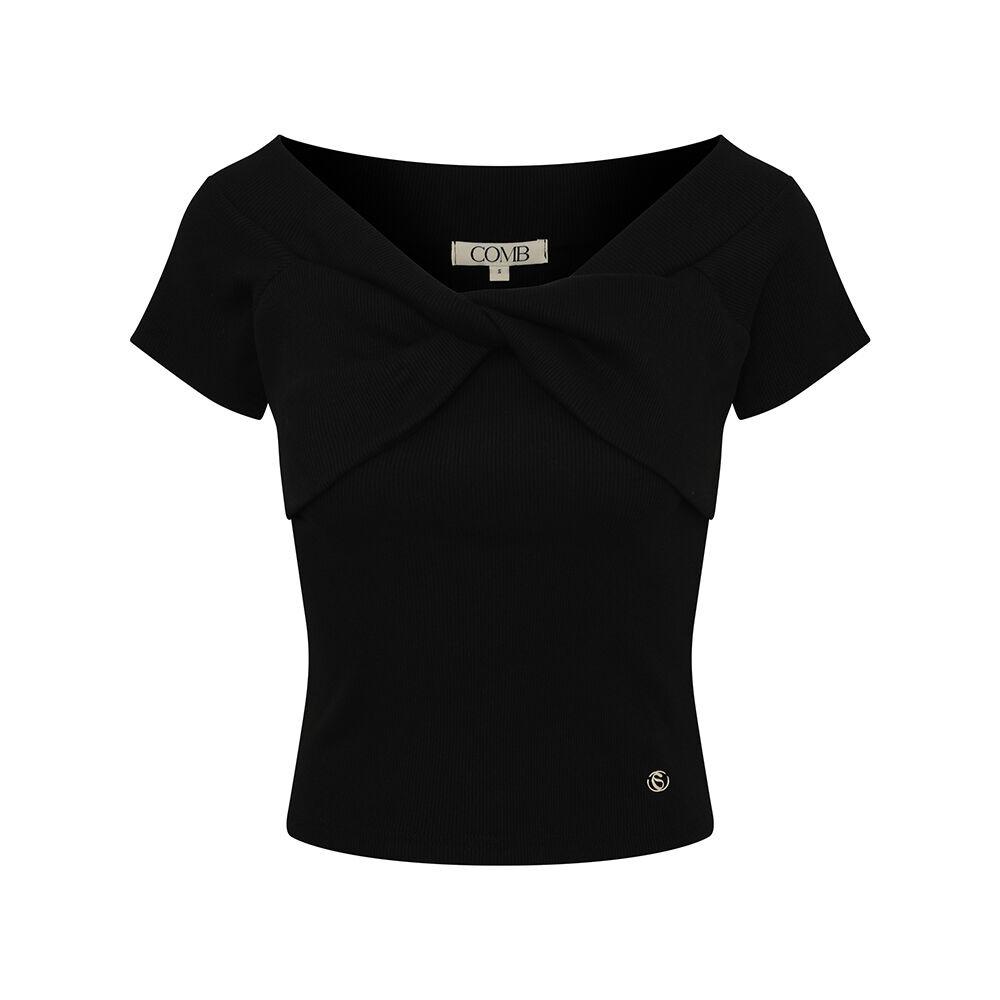 CO OFF SHOULDER HALF JERSEY TOP_BLACK