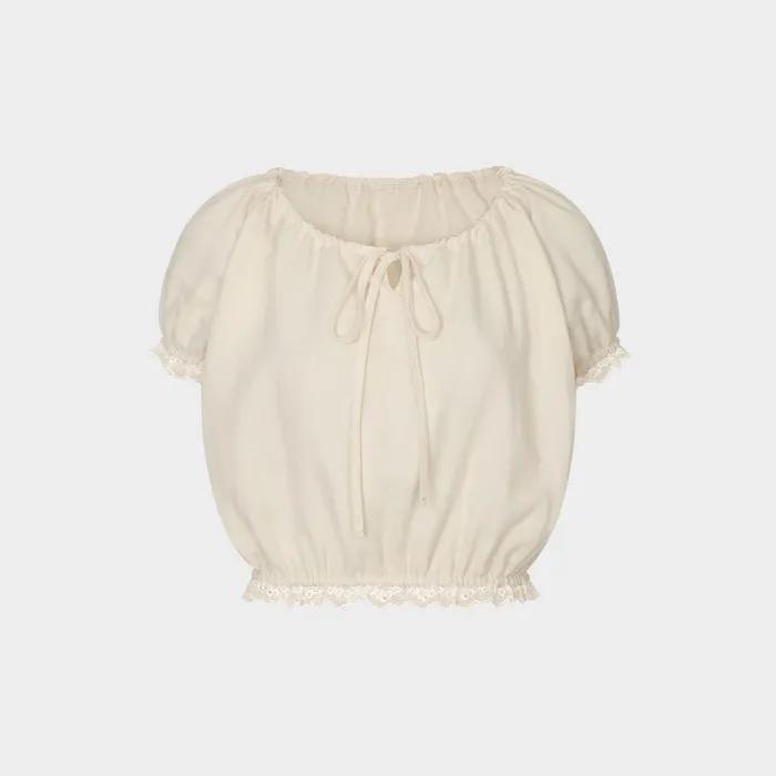 Zen Lace String Top (Oat Cream)