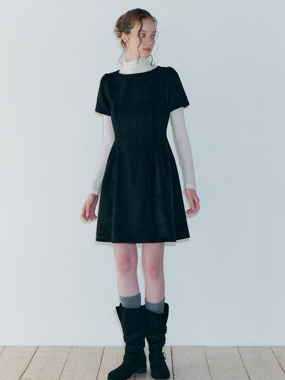 [10/27 예약배송] Shirring Flare Mini Dress, Black