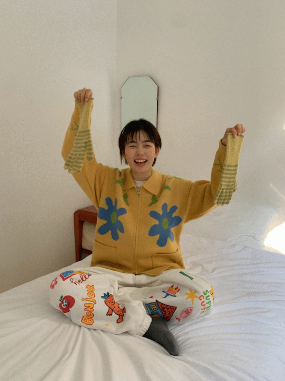 (UNISEX) 선스 플라워 집업 가디건 3color