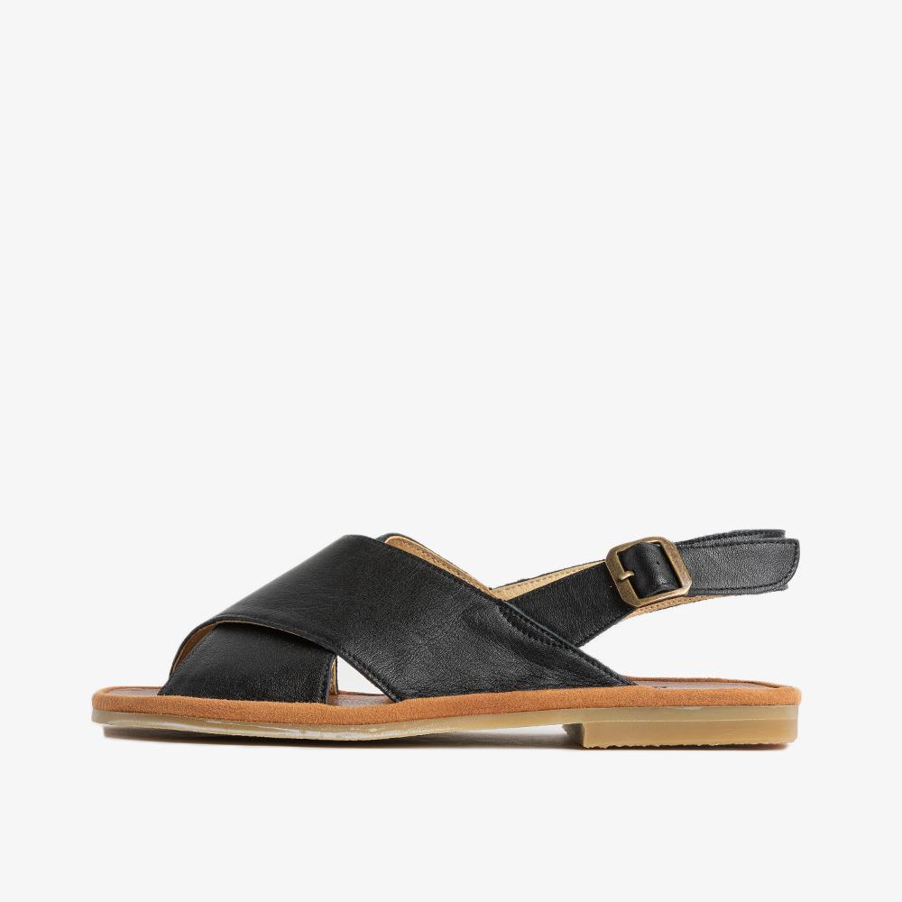 1050 블랙 송아지가죽 컷앤소운 샌들