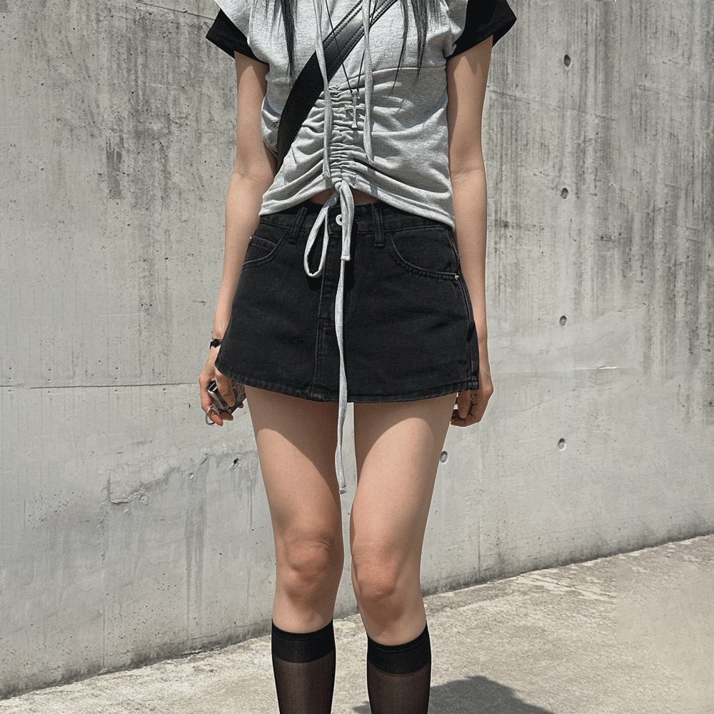 페이크 초미니스커트 3부 데님 숏팬츠 로우라이즈 치마바지
