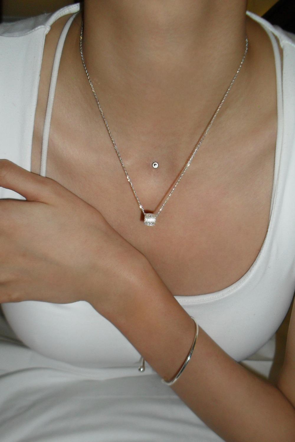 스파클 실린더 큐빅 목걸이